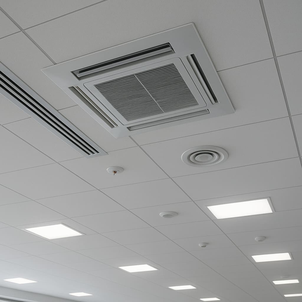 Kanalgeführtes Kühlsystem in modernem Büro